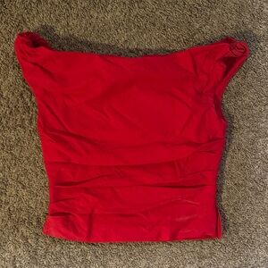 Off-Shoulder Red Cropped Top